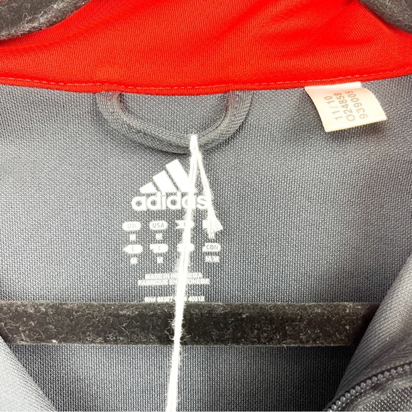 Adidas Long Sleeve Zip-Up Grey & Orange/Red Athletic Jacket - Picture 9 of 10